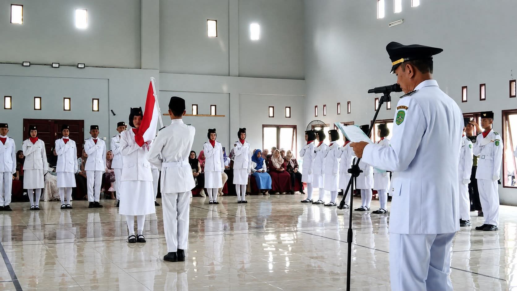 Siap Kibarkan Sang Merah Putih, 34 Paskibra Kecamatan Kota Bangun Darat Resmi Dikukuhkan